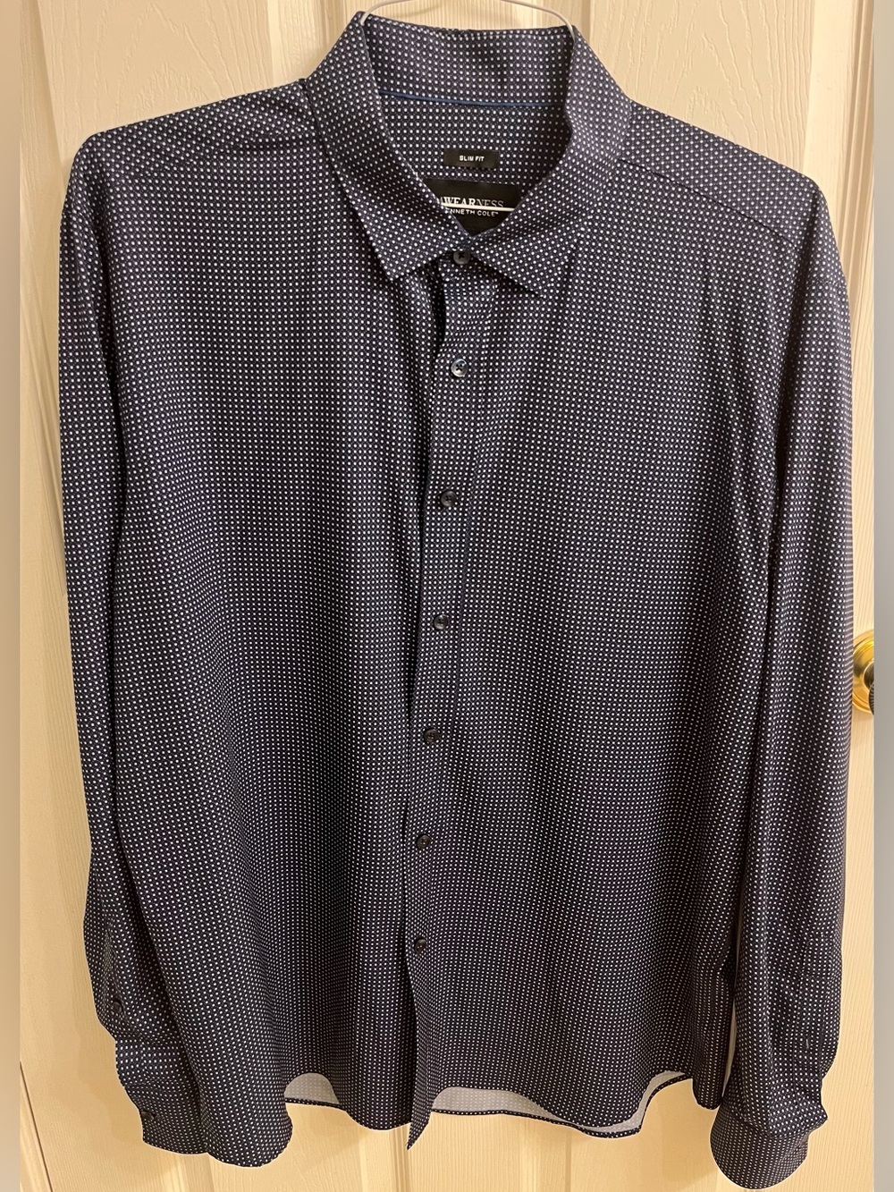 Kenneth Cole AWearness Navy and Gray Patterned Shirt